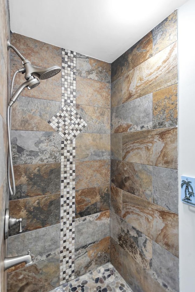 interior details featuring tiled shower