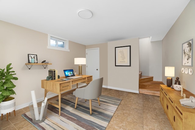 tiled office space with baseboards