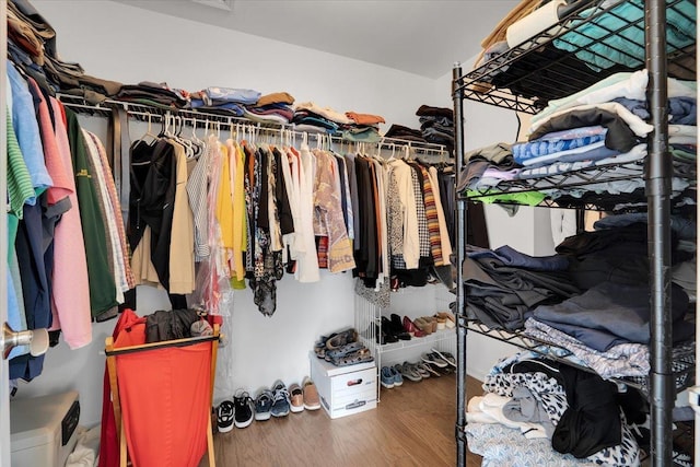spacious closet with wood finished floors
