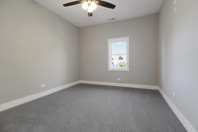840 S Cuyler Ave, Oak Park, IL 60304 - empty room with visible vents, ceiling fan, baseboards, and carpet floors