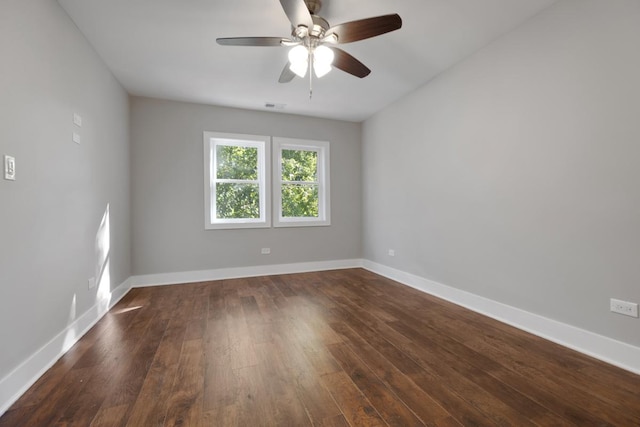 840 S Cuyler Ave, Oak Park, IL 60304 - unfurnished room with ceiling fan, baseboards, dark wood-type flooring, and visible vents