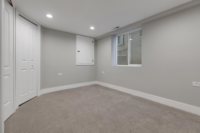 840 S Cuyler Ave, Oak Park, IL 60304 - interior space featuring baseboards, recessed lighting, visible vents, and light carpet