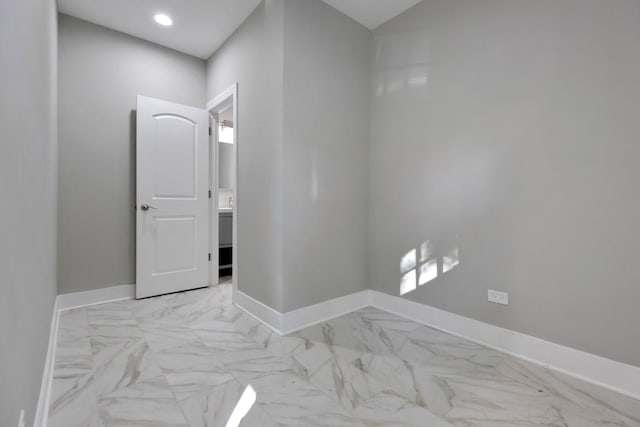 840 S Cuyler Ave, Oak Park, IL 60304 - unfurnished room featuring recessed lighting, marble finish floor, and baseboards
