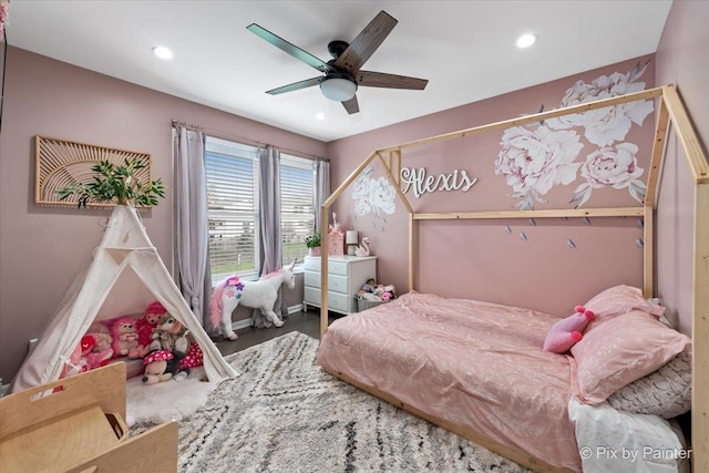 1682 Brompton Ln, Crystal Lake, IL 60014 - bedroom featuring a ceiling fan, recessed lighting, and wood finished floors