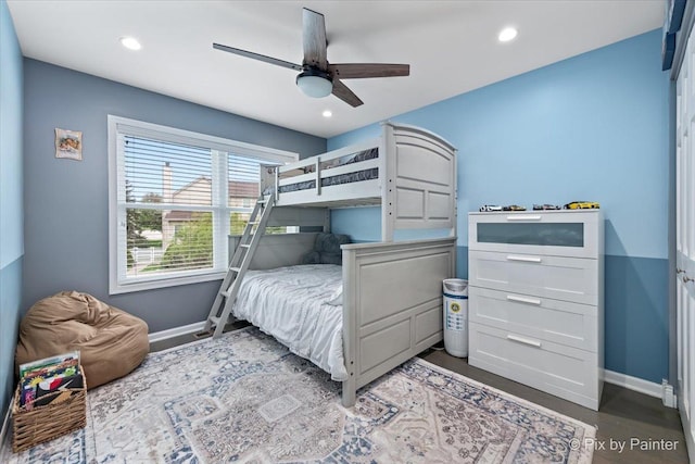 1682 Brompton Ln, Crystal Lake, IL 60014 - bedroom with baseboards, ceiling fan, and recessed lighting