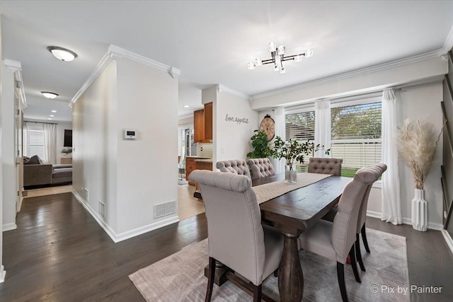 1682 Brompton Ln, Crystal Lake, IL 60014 - dining space with visible vents, ornamental molding, and a healthy amount of sunlight