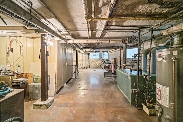 below grade area featuring gas water heater