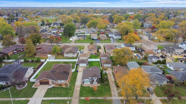 birds eye view of property with a residential view