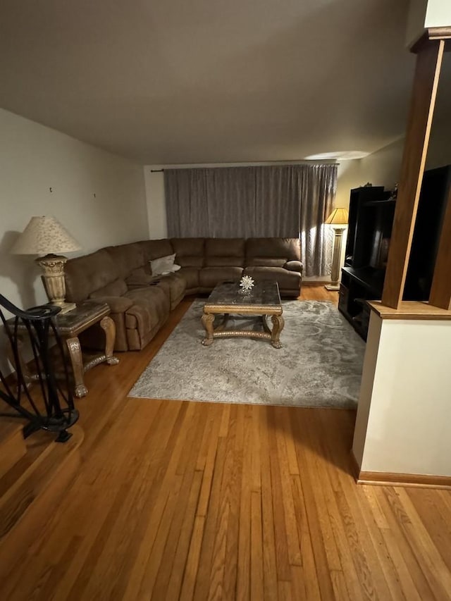 living area with wood finished floors