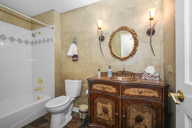 4240 Kingshill Cir, Naperville, IL 60564 - full bathroom featuring vanity, bathing tub / shower combination, and stone tile floors