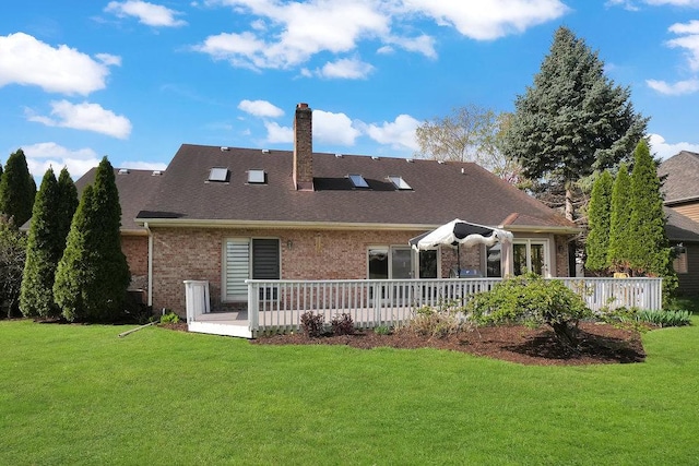 4240 Kingshill Cir, Naperville, IL 60564 - rear view of house featuring brick siding, a yard, a chimney, and a shingled roof