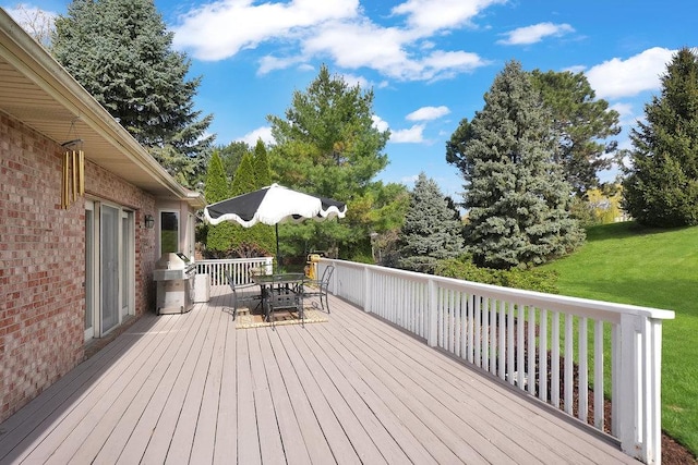 4240 Kingshill Cir, Naperville, IL 60564 - deck with a grill, outdoor dining area, and a lawn