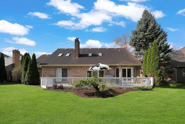 4240 Kingshill Cir, Naperville, IL 60564 - back of property with brick siding, a yard, and a wooden deck