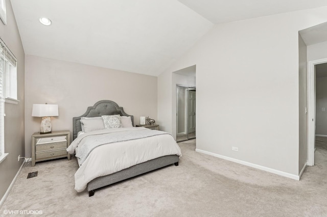 214 Woodstone Dr, Buffalo Grove, IL 60089 - bedroom with carpet floors, baseboards, lofted ceiling, and visible vents