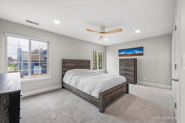 422 Cromwell Cir Unit 2, Bartlett, IL 60103 - carpeted bedroom featuring baseboards, recessed lighting, and ceiling fan