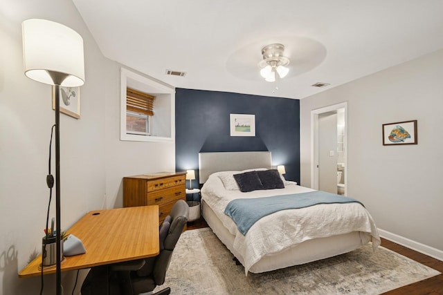 1236 N Campbell Ave Unit G, Chicago, IL 60622 - bedroom with ceiling fan, baseboards, visible vents, and wood finished floors