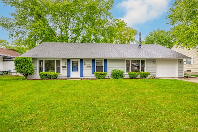 118 Circle Dr W, Montgomery, IL 60538 - single story home featuring a garage, a front lawn, concrete driveway, and a shingled roof
