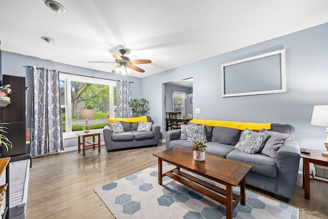 118 Circle Dr W, Montgomery, IL 60538 - living room featuring wood finished floors and a ceiling fan