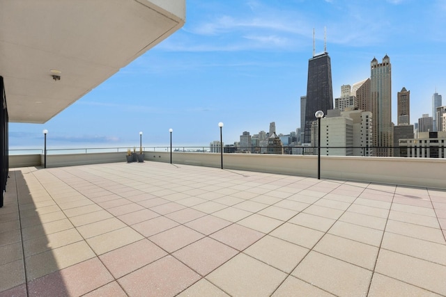 view of patio featuring a view of city