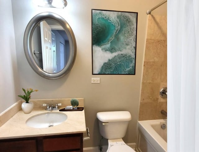 full bathroom featuring toilet, vanity, and shower / bath combination