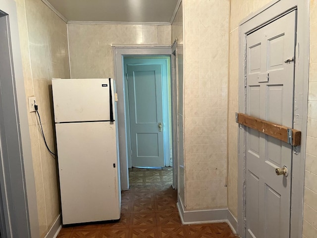 118 W 103rd Pl, Chicago, IL 60628 - hall featuring crown molding and tile walls