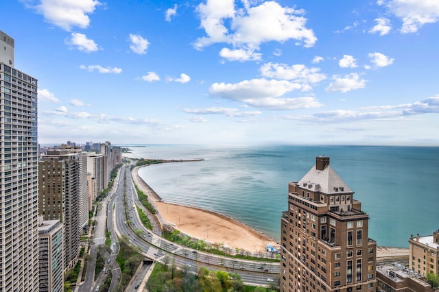 159 E Walton Pl Unit 34A, Chicago, IL 60611 - aerial view with a view of the beach, a water view, and a view of city