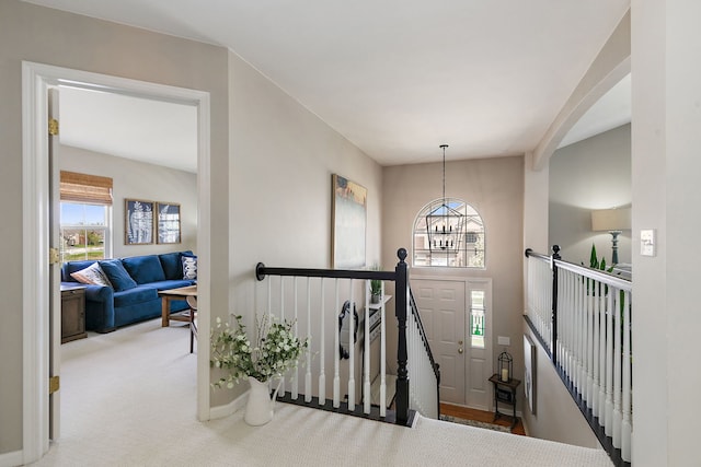 stairway with carpet floors