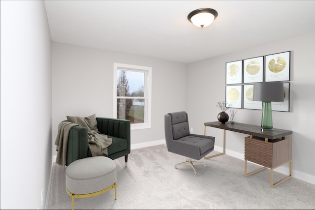 office featuring baseboards and carpet flooring