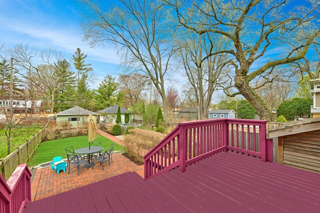 1726 Wesley Ave, Evanston, IL 60201 - deck featuring an outdoor structure, a yard, a residential view, and fence