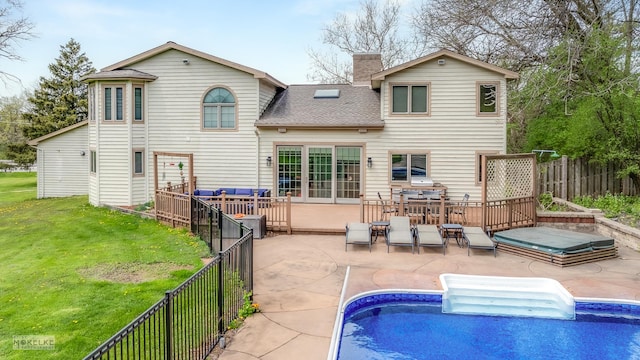 7S745 State Route 53rd Hwy, Naperville, IL 60540 - rear view of house with a shingled roof, a chimney, and a patio area