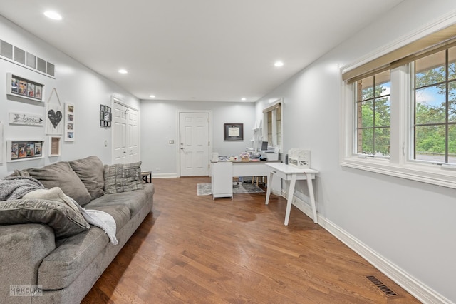 7S745 State Route 53rd Hwy, Naperville, IL 60540 - living room with a desk, wood finished floors, recessed lighting, and baseboards