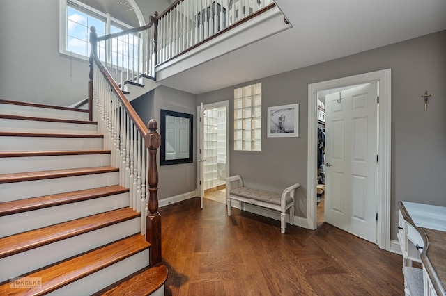 7S745 State Route 53rd Hwy, Naperville, IL 60540 - entryway featuring baseboards, stairway, wood finished floors, and healthy amount of natural light