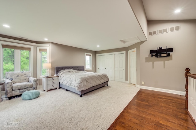 7S745 State Route 53rd Hwy, Naperville, IL 60540 - bedroom featuring wood finished floors, baseboards, attic access, and recessed lighting