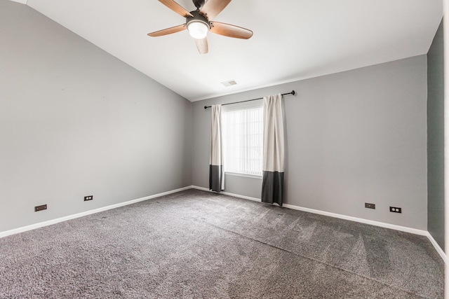 1106 Andover Ct, Glendale Heights, IL 60139 - carpeted spare room featuring a ceiling fan, vaulted ceiling, and baseboards