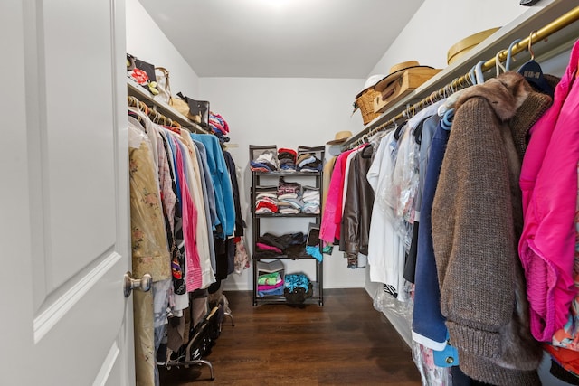 spacious closet with wood finished floors