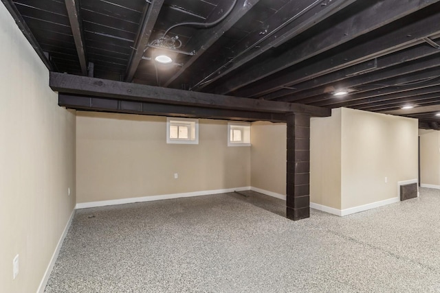 below grade area with baseboards