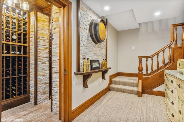546 Oak Knoll Rd, Barrington Hills, IL 60010 - wine cellar with brick floor and baseboards