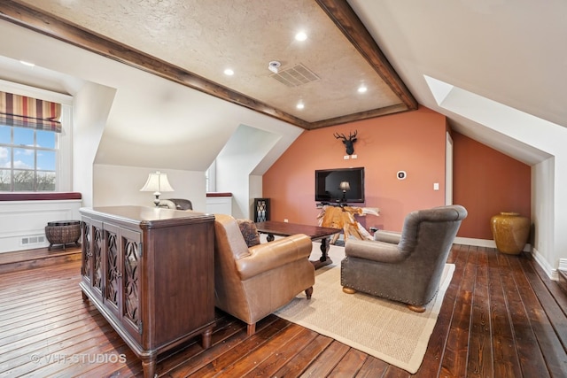 546 Oak Knoll Rd, Barrington Hills, IL 60010 - interior space with wood-type flooring, visible vents, vaulted ceiling with skylight, and baseboards