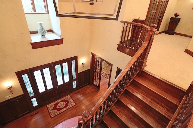 37418 N Fox Hill Dr, Wadsworth, IL 60083 - entrance foyer featuring wood finished floors, french doors, stairs, and visible vents