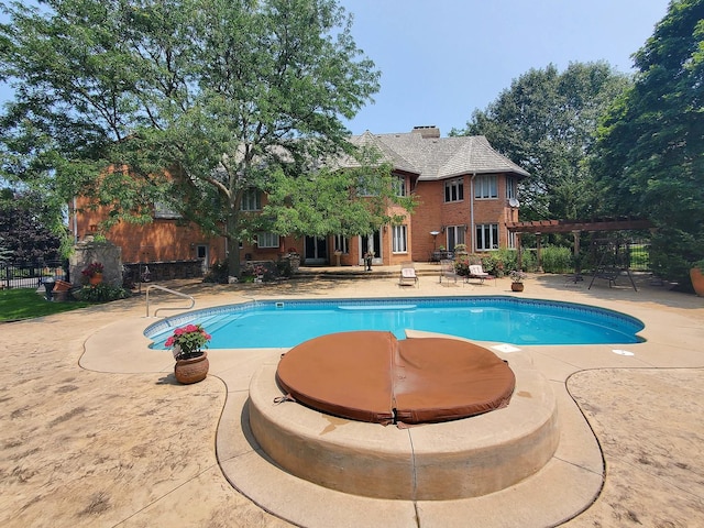 37418 N Fox Hill Dr, Wadsworth, IL 60083 - outdoor pool with a pergola, a patio, and fence