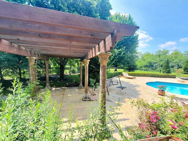 37418 N Fox Hill Dr, Wadsworth, IL 60083 - view of patio with a pergola, a fenced in pool, and fence