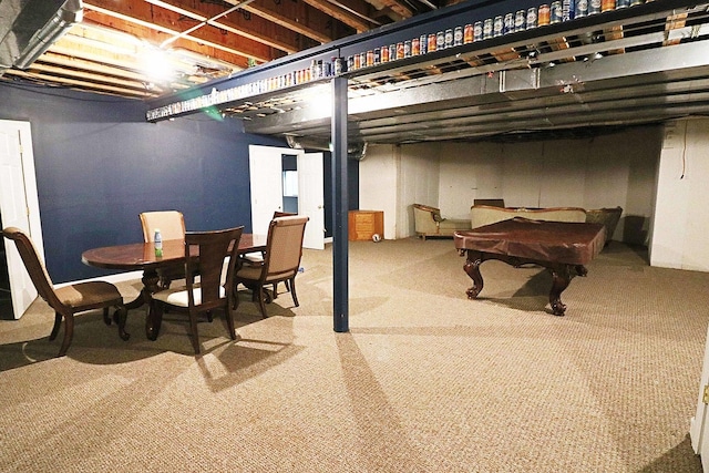 37418 N Fox Hill Dr, Wadsworth, IL 60083 - finished below grade area with pool table and carpet floors