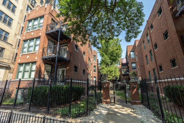 view of property featuring a fenced front yard