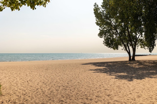 view of water feature with a view of the beach