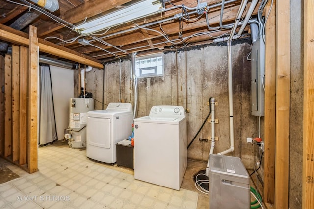 1216 Maple St, Lake In The Hills, IL 60156 - laundry room with gas water heater, tile patterned floors, and independent washer and dryer