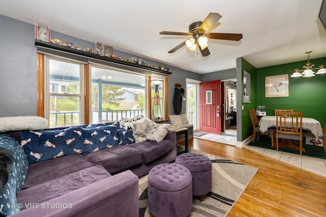 1216 Maple St, Lake In The Hills, IL 60156 - living area with wood finished floors and a ceiling fan