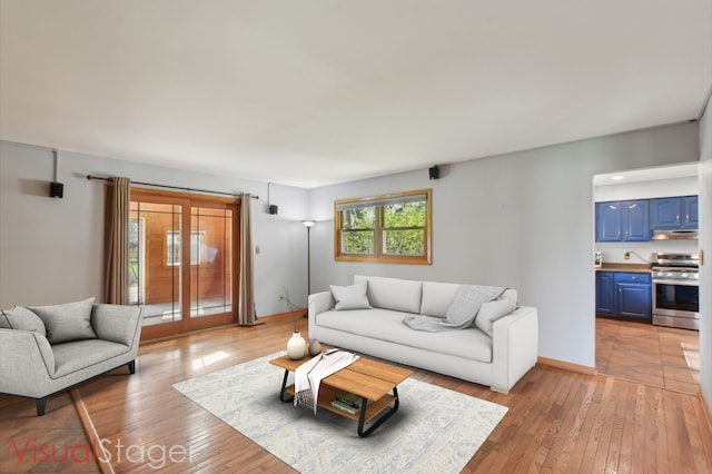 living area featuring light wood-type flooring