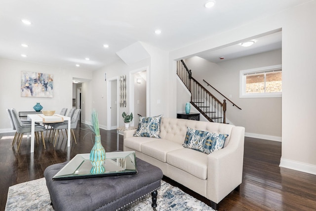 7740 S Vernon Ave, Chicago, IL 60619 - living area featuring recessed lighting, wood finished floors, stairs, and baseboards