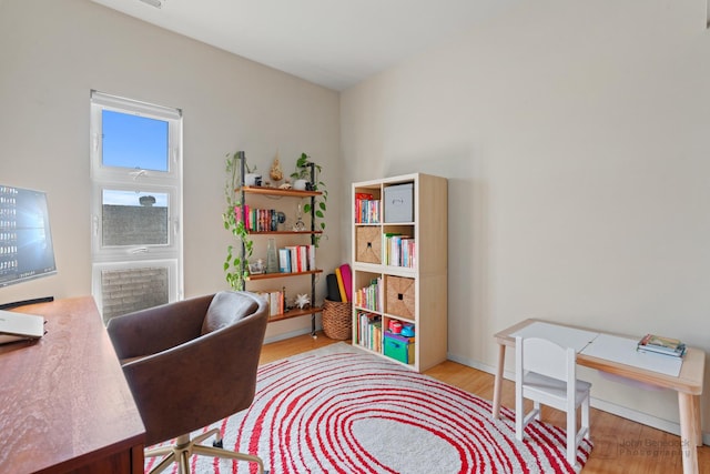 home office featuring wood finished floors