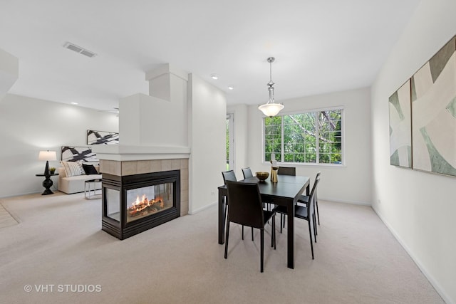 2505 Camberley Cir Unit 3-813, Westchester, IL 60154 - dining area featuring carpet floors, a fireplace, baseboards, and recessed lighting